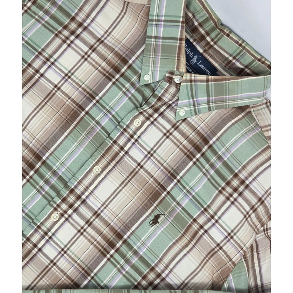 VINTAGE Polo Ralph Lauren Shirt Button Down Men XL Plaid Long Sleeve Classic Fit